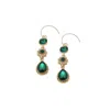 Sohi Women's Green Embellished Teardrop Earrings In Green
