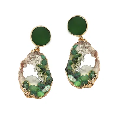 Sohi Women's Green Fauna Drop Earrings