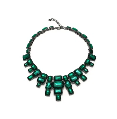 Sohi Women's Green Maxi Stone Statement Necklace