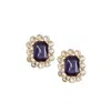 Sohi Women's Green Octagon Stud Earrings