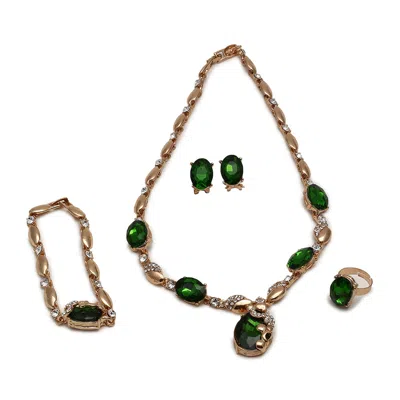Sohi Women's Green Oval Jewellery Set