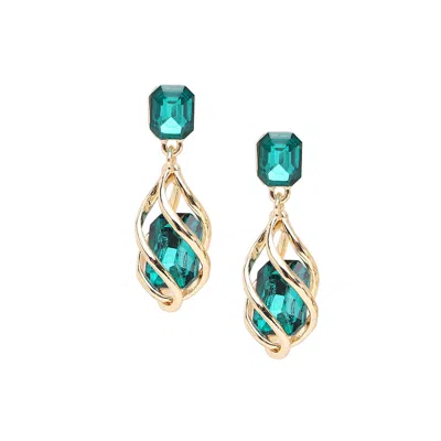 Sohi Women's Green Spiral Drop Earrings