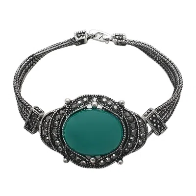 Sohi Women's Green Stone Statement Bracelet