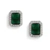 Sohi Green Silver-toned Contemporary Studs Earrings