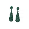 Sohi Women's Green Textured Teardrop Earrings In Green
