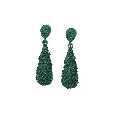 SOHI WOMEN'S GREEN TEXTURED TEARDROP EARRINGS