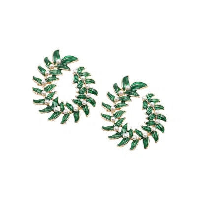 Sohi Women's Green Wreath Drop Earrings