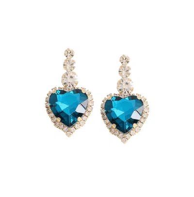 Sohi Women's Heart Drop Earrings In Blue