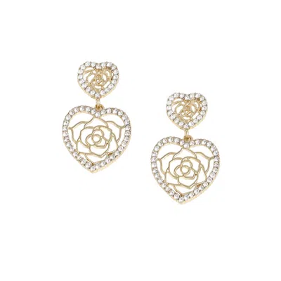Sohi Women's Heart Drop Earrings In Silver