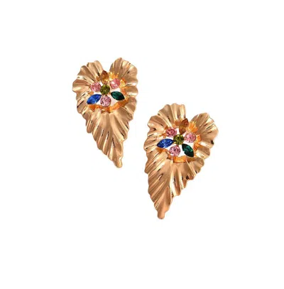 Sohi Women's Heart Drop Earrings In Gold