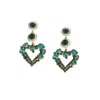 Sohi Women's Heart Drop Earrings In Green