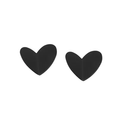 Sohi Women's Heart Stud Earrings In Black