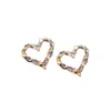 Sohi Women's Heart Stud Earrings In Gold