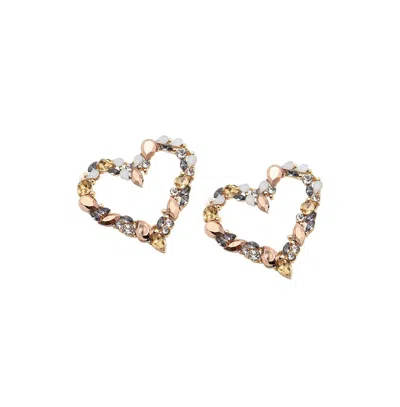 Sohi Women's Heart Stud Earrings In Gold