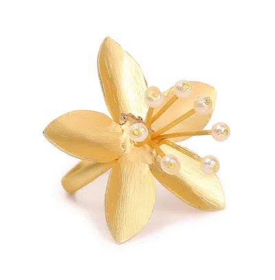 Sohi Women's Hibiscus Statement Ring In Gold