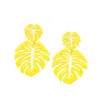 Sohi Women's Leaf Drop Earrings In Yellow
