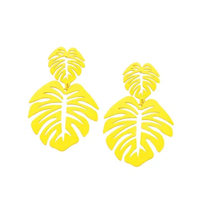 Sohi Women's Leaf Drop Earrings In Yellow
