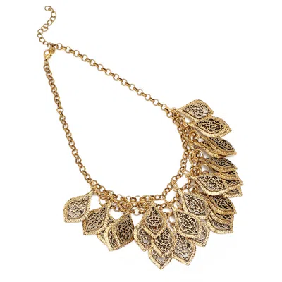 Sohi Women's Leaf Statement Necklace In Gold