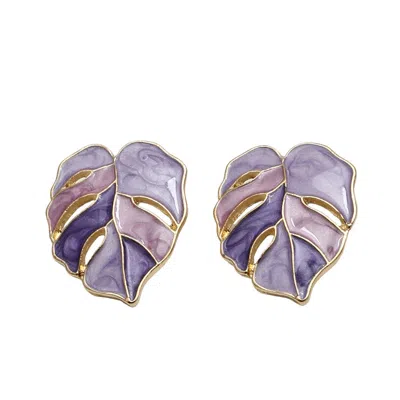 Sohi Women's Leaf Stud Earrings In Brown