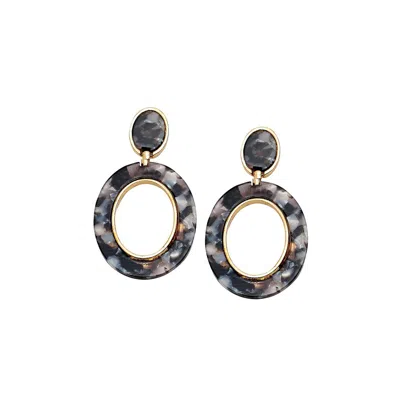 Sohi Women's Marble Drop Earrings In Black