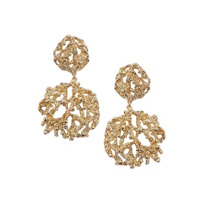 Sohi Women's Metallic Gold Dewy Dahlia Drop Earrings