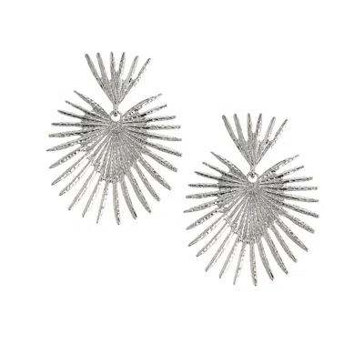 Sohi Women's Metallic Silver Party Drop Earrings