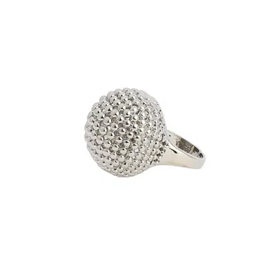 Sohi Women's Metallic Silver The Disco Ball Statement Ring