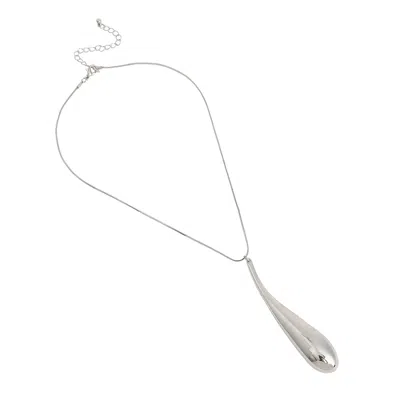 Sohi Women's Metallic Silver The Drip Pendant Necklace