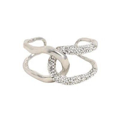 Sohi Women's Metallic Silver The Opposta Cuff Bracelet