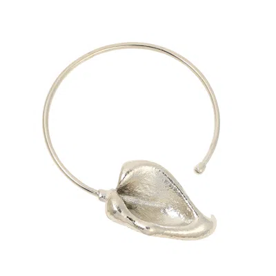 Sohi Women's Metallic Silver The Water Lily Torque Necklace