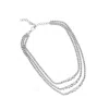 Sohi Women's Minimal Bling Multi-layer Necklace In Silver
