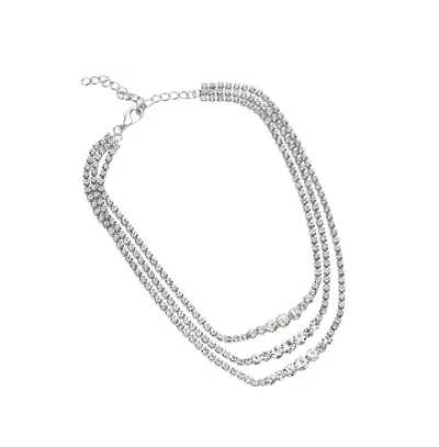 Sohi Women's Minimal Bling Multi-layer Necklace In Silver