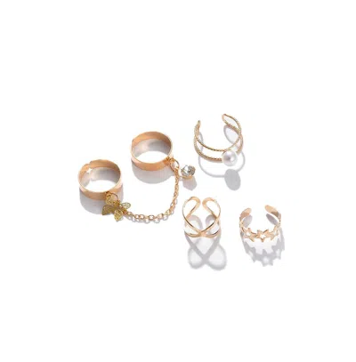 Sohi Women's Minimal Multi-layer Ring In Gold