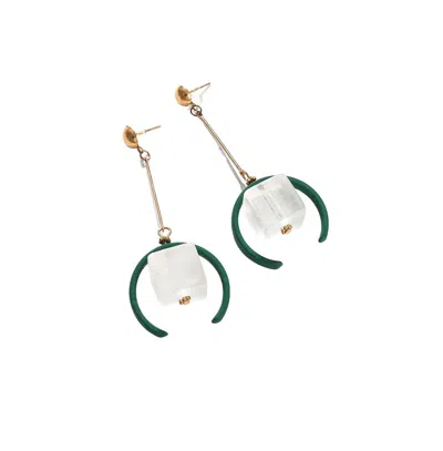 Sohi Women's Modern Drop Earrings In Green