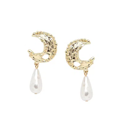 Sohi Women's Moon Drop Earrings In Gold