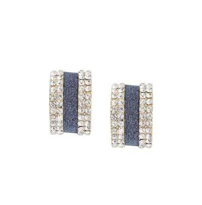 Sohi Women's Multicolour Embellished Racetrack Hoop Earrings