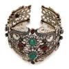 Sohi Women's Multicolour Teardrop Filigree Cuff Bracelet