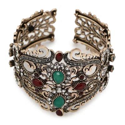 Sohi Women's Multicolour Teardrop Filigree Cuff Bracelet