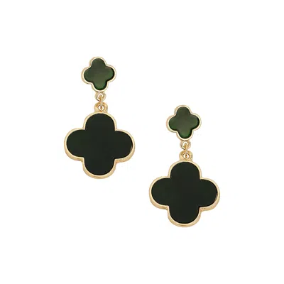Sohi Women's Onyx Black The Clover Drop Earrings