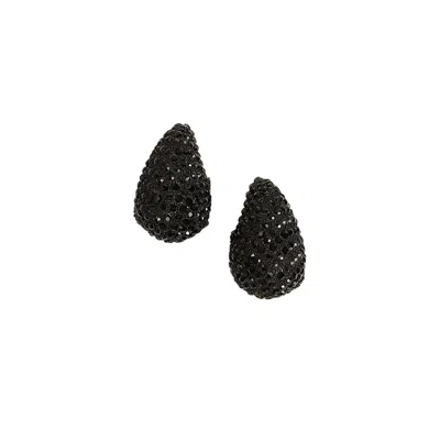 Sohi Women's Onyx Black The Medium Cristal Teardrop Stud Earrings