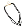 Sohi Women's Onyx Black The Mirror Multi-layer Necklace