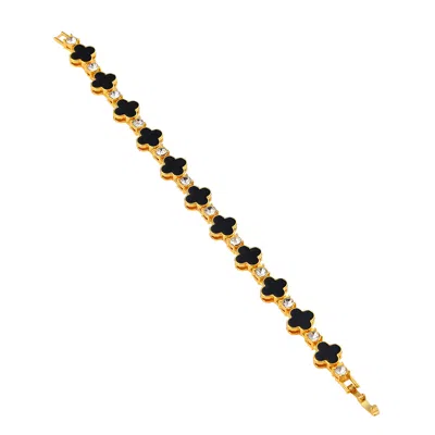Sohi Women's Onyx Black The Small Clover Tennis Bracelet