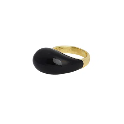 Sohi Women's Onyx Black The Teardrop Finger Ring