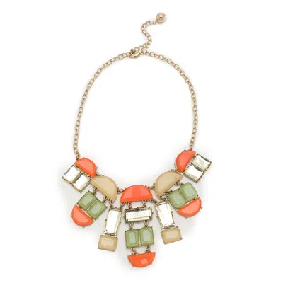 Sohi Women's Orange Block Statement Necklace