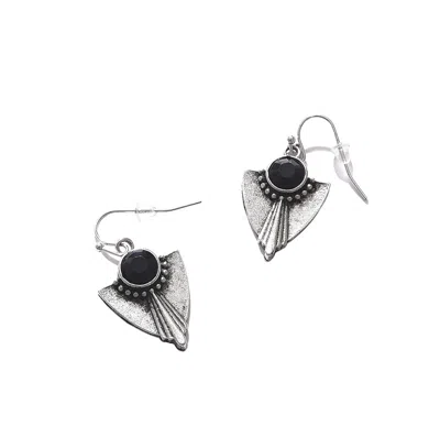 Sohi Women's Oxidised Drop Earrings In Black