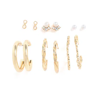 Sohi Women's Pack Of 6 Multi-layer Earrings In Gold