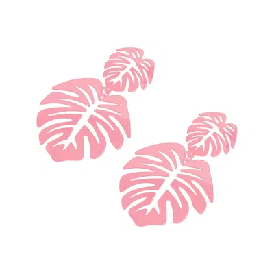 Sohi Women's Palm Leaf Drop Earrings In Pink