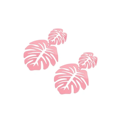 Sohi Women's Palm Leaf Drop Earrings In Pink