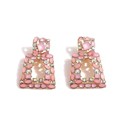 Sohi Women's Pavement Drop Earrings In Pink
