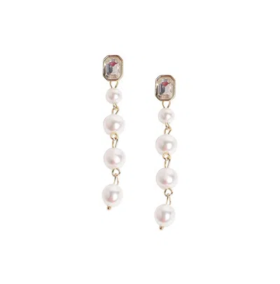 Sohi Women's Pearl Strand Drop Earrings In White